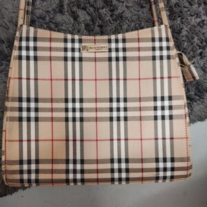 Burberry Beige and Red Check Crossbody Bag